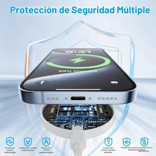 Vista 3 de Paquete de 2 cargadores inalámbricos magnéticos de 15 W, base de carga rápida c/cable USB C a USB C de 6 pies; apto para iPhone series