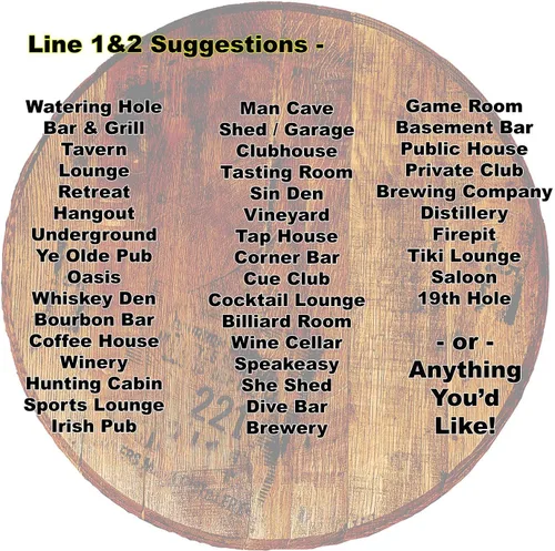 Vista 3 de Letrero personalizado con tapa de bar con diseño de pub inglés, arte de pared de barril de whisky auténtico