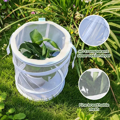 Vista 3 de Pop Up jaula del hábitat de la mariposa, terrario transparente plegable