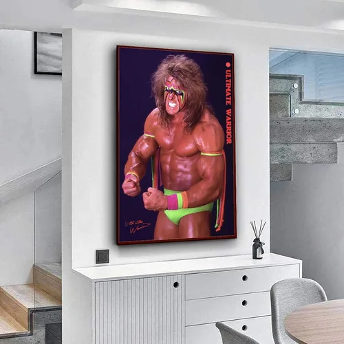 Vista 5 de Póster Ultimate Warrior de los años 80, superestrella de la lucha libre, clásico, retro, arte de pared, estética, decoración de habitación, pintura