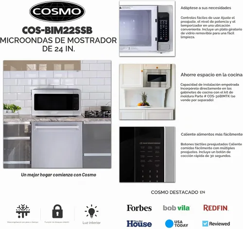 Vista 3 de [Usado] Cosmo COS-BIM22SSB 61 cm Colección Nebula Horno microondas para encimera de 2.2 pies cúbicos en acero inoxidable