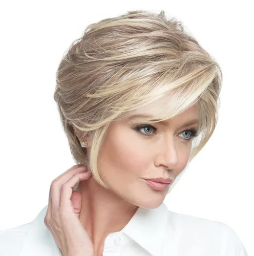 Vista 5 de Raquel Welch Go To Style - Peluca de pelo corto versátil y favorecedora de Hairuwear, gorra media, castaño iluminado por el sol RL10/12
