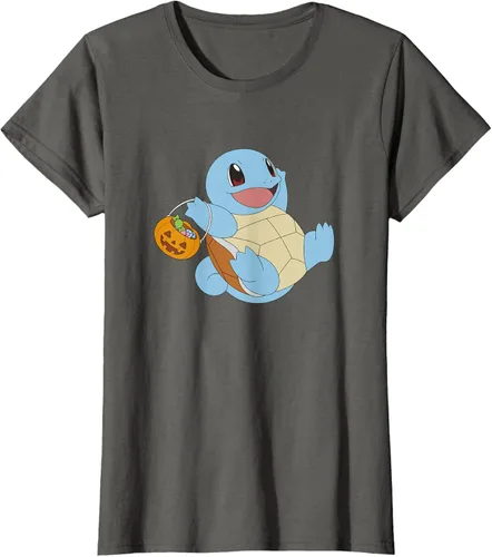 Vista 6 de Pokémon Halloween Squirtle With His Trick or Treat Basket Camiseta, Negro