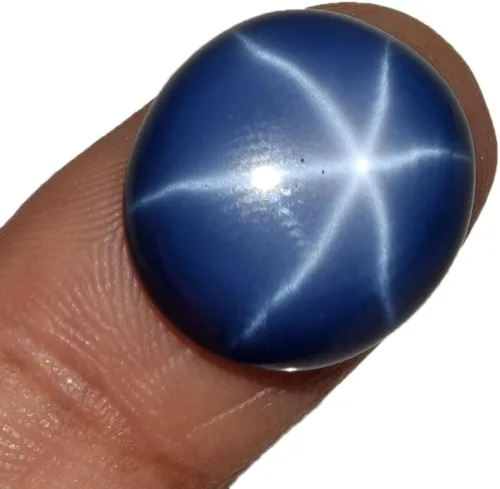 Vista 2 de GEMHUB 0.118in 8.85 ct Cabujón ovalado único de 6 rayos azul estrella zafiro piedra preciosa BP-035, Gema, zafiro estrella azul mejorado tono