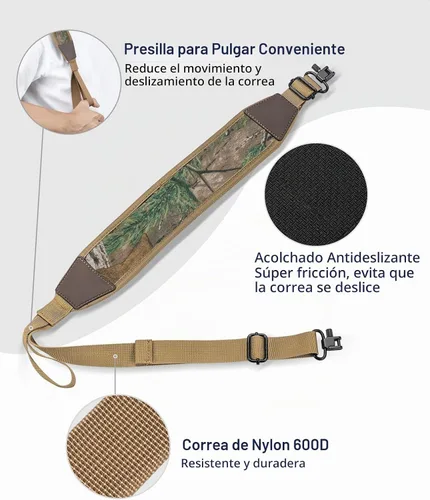 Vista 2 de EZshoot Eslinga de dos puntos con eslabones extraíbles para rifle con cómoda correa acolchada de neopreno para exteriores