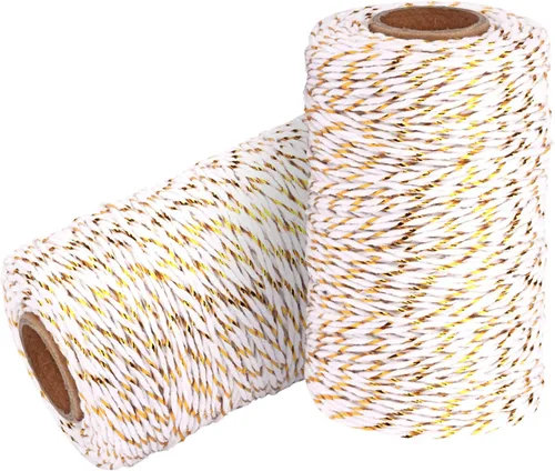 Vista 25 de Cuerda de Hilo de Algodón para Panaderos: 2 Rollos de Cordel para Manualidades Envolver Regalos - 656 Pies de Cordel Negro Blanco para Cocina