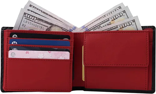 Vista 2 de Baggourie Cartera de cuero triple RFID Rojo - Moderno