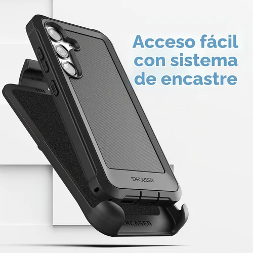 Vista 2 de Falcon Series ENCASED Belt - Funda protectora para Samsung Galaxy S24, con protector de pantalla de vidrio templado y clip de funda (negro)