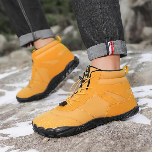 Vista 7 de Zapatos descalzos para hombres y mujeres, puntera ancha, para invierno, entrenamiento cruzado, minimalista, suela cero caída, botas de algodón