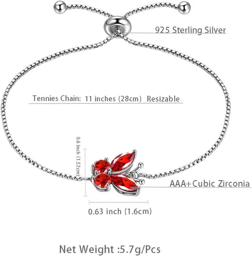 Vista 6 de Aurora Tears Pulsera de piedra natal de mariposa – Pulsera de plata de ley 925 para mujer, regalo de cumpleaños para mujer A. Enero