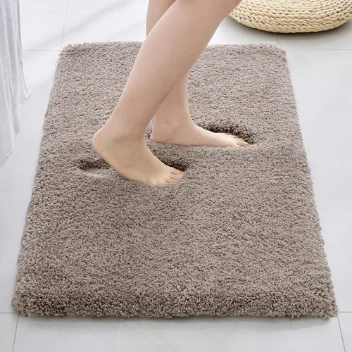 Vista 22 de Disolla - Alfombra antideslizante pequeña y esponjosa para el suelo del baño, lavable, afelpada, para ducha, absorbente, color beige, 17 x 24