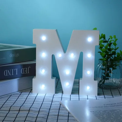 Vista 64 de Ulalaza Letrero de luz LED en blanco y negro, 2 letras AA alimentadas por batería para boda, fiesta de cumpleaños, lámpara de Navidad, luz nocturna