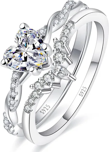 Vista 7 de Yaresul Anillo de promesa de corazón de 1.25 quilates para mujer, anillos Plata de ley 925 de zafiro creado