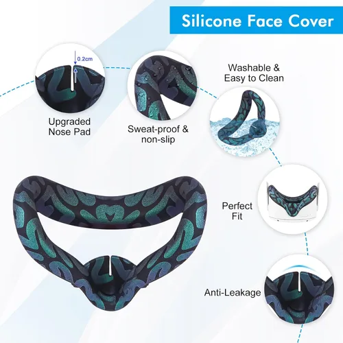 Vista 28 de Relohas Accessories for Oculus Quest 2, VR Accessory Set for Meta Quest 2, Include Controller Grip Leather Cover, VR Shell Cover, Face Cover, The