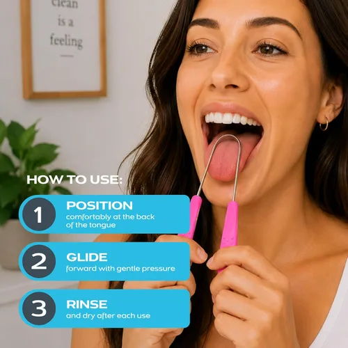Vista 5 de drTung's Raspador de lengua de acero inoxidable para adultos y niños, raspador de lengua de metal y limpiador, refresca el aliento, cuidado