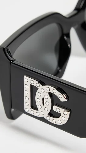 Vista 3 de Dolce & Gabbana Gafas de sol angostas rectangulares para mujer, negrogris oscuro, talla única, Negro