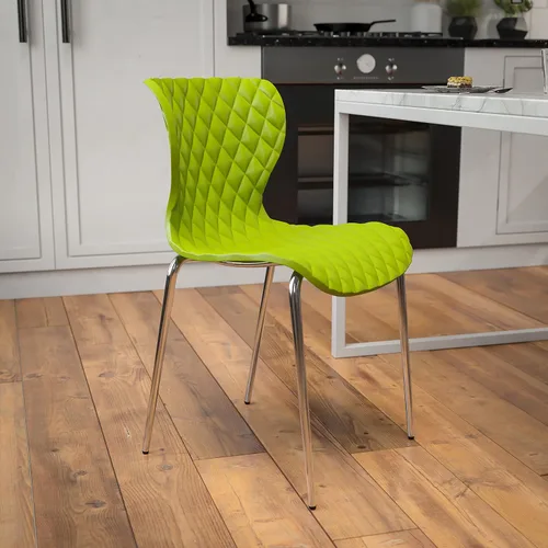 Vista 8 de EMMA + OLIVER Silla apilable de plástico negro de diseño contemporáneo Contemporáneo, respaldo y asiento contorneados, asiento de cascada