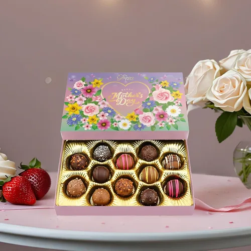 Vista 6 de Caja de regalo de chocolate para el día de la madre, caja de regalo surtida de trufas gourmet, regalos elegantes para el día de la madre para mamá