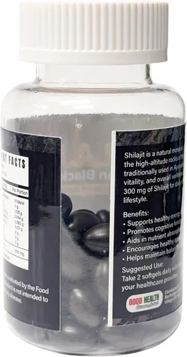 Vista 5 de Shilajit Extracto de oro negro del Himalaya con ácido fúlvico de origen natural, energía natural y vitalidad sin gluten, cápsulas blandas sin OMG