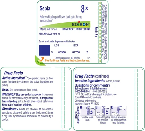 Vista 9 de Boiron Sepia 8X para hinchazón y dolor lumbar durante la menstruación - 80 pellets Gránulos homeopáticos de un solo medicamento para hinchazón