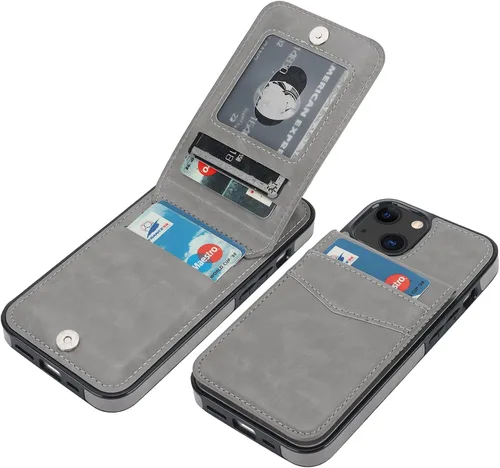 Vista 18 de KIHUWEY Funda Cartera Compatible con iPhone 13 con Soporte para Tarjetas de Crédito, Cierre Magnético de Cuero Premium con Soporte, Funda Protectora