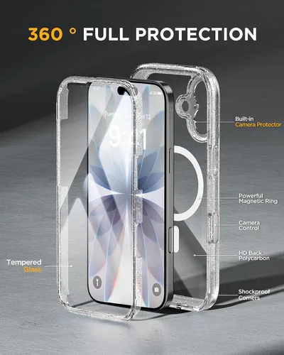 Vista 190 de Miracase Serie de vidrio para iPhone 11 de 6.1 pulgadas, funda protectora de cuerpo completo resistente mejorada con protector de pantalla de vidrio
