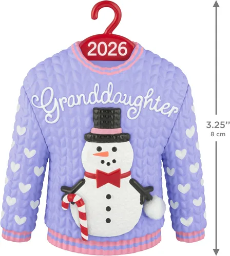 Vista 4 de Hallmark Keepsake Adorno de Navidad (suéter de muñeco de nieve nieta 2026)