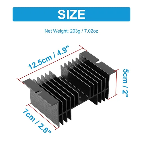 Vista 4 de uxcell Disipador de calor de aluminio negro 4.9 "x 2.8" x 2"/12.5 x 7 x 5 cm Aletas de enfriamiento disipador de calor disipador de calor para relé
