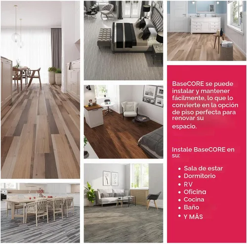 Vista 6 de LUCiDA SURFACES - Baldosas de vinilo de lujo, azulejos autoadhesivos para instalar uno mismo, 12 tablones con apariencia de madera, BaseCore - Blanc