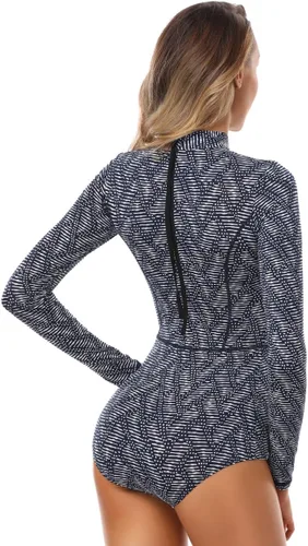 Vista 5 de AXESEA Traje de baño de una pieza con protección UPF 50+ de manga larga para mujer
