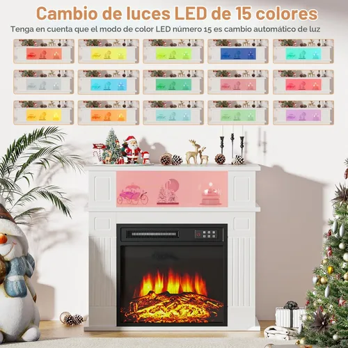 Vista 4 de Chimenea eléctrica de 28 pulgadas con repisa, chimenea LED pequeña con inserto de chimenea de 18 pulgadas, llama realista 3D, chimenea portátil