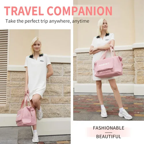 Vista 6 de Travel Bags for Women, Weekender Bag with Toiletry Bag, Travel Tote Bag Carry On Bag Overnight Shoulder Bag with Wet Pocket
