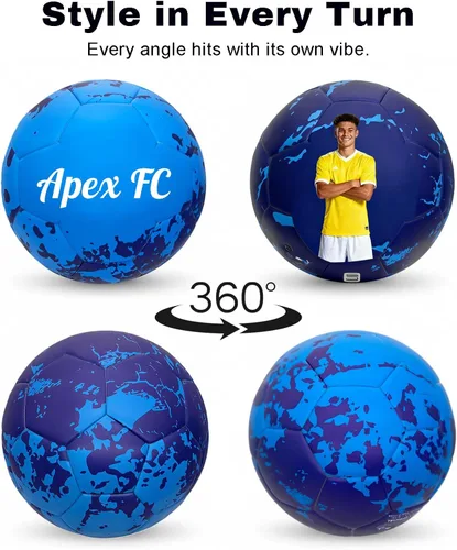 Vista 5 de Balón de fútbol personalizado – Nombre, foto, número o logotipo – Pelota de partido y entrenamiento de tamaño oficial 5 – Pelota de regalo de cuero
