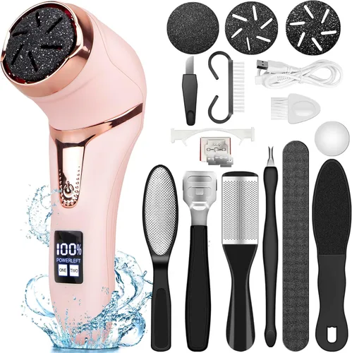 Vista 13 de Removedor eléctrico de callos para pies con vacío, kit de herramientas profesionales de pedicura, lima de pies recargable e impermeable