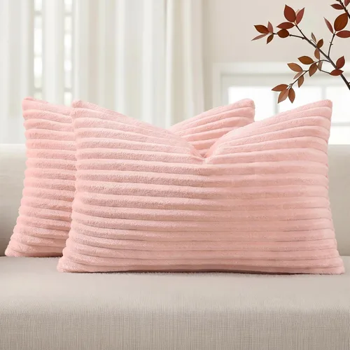 Vista 56 de Simmore Juego de 2 fundas de almohada decorativas de verano de 16 x 16 pulgadas, fundas de almohada suaves de franela de felpa natural de doble cara