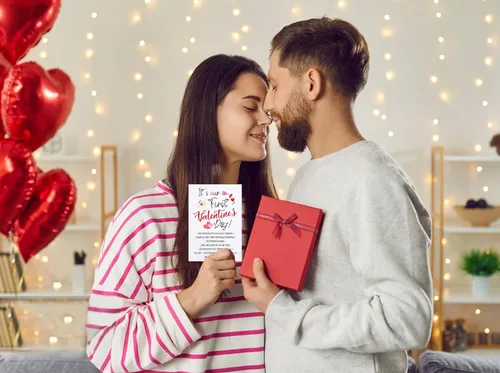 Vista 2 de D24TIME Divertida tarjeta de felicitación para el primer día de San Valentín para novio/novia, tarjeta de felicitación con sobre, romántica