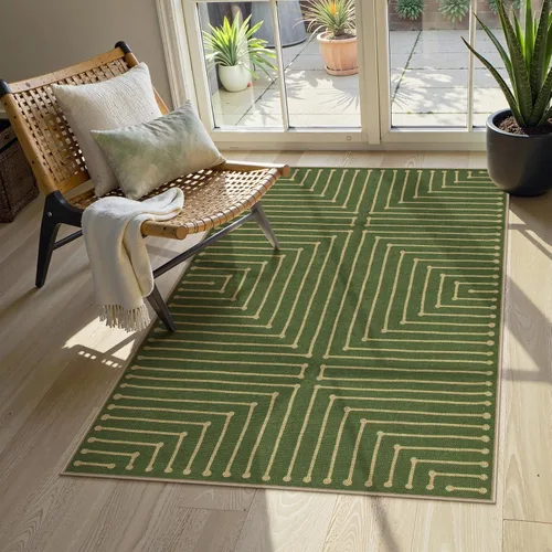 Vista 96 de Lahome Tapetes geométricos para puerta de interior para entrada, alfombra antideslizante lavable de 2 x 3 negro / neutro