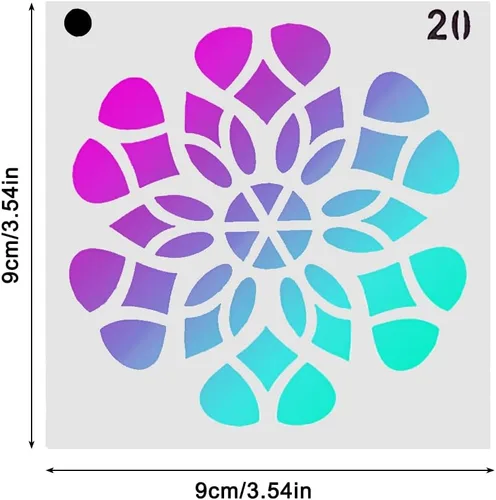 Vista 4 de 64 plantillas de pintura (3.543 in x 3.543 in), plantilla de puntos de mandala de DaKuan para creación artística, murales, libros, telas, creación