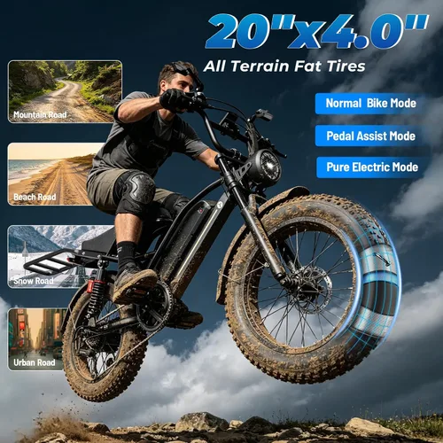 Vista 4 de Jasion YR20Pro Electric Bike,3000W Peak,Max 90 Miles & 38MPH,5 Riding Modes Set-2 Blanco