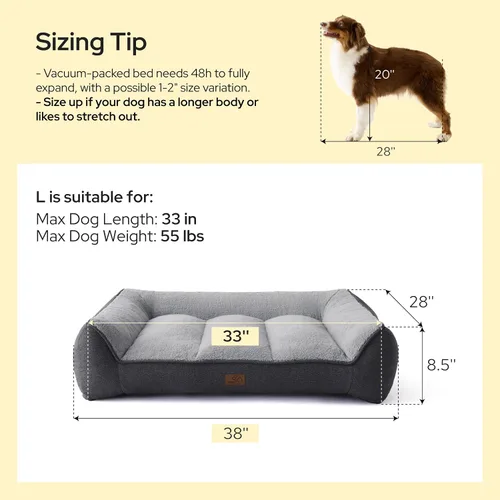 Vista 6 de Bedsure SupportMax® - Camas ortopédicas extra gruesas para perros de tamaño Negro