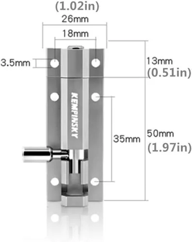 Vista 2 de Puertas y ventanas de aleación de aluminio exquisitas de alta calidad, la calidad universal del perno de color níquel es confiable (1.97 pulgadas)