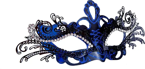 Vista 2 de liweiyu Masquerade Mask, Mardi Gras Deecorations Venetian Masks for Womens (Blue-black), 9.44in*4.11in