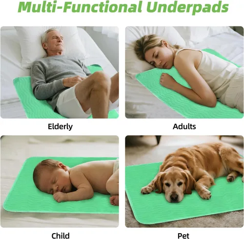 Vista 7 de Almohadillas de cama lavables impermeables para incontinencia: 1 paquete, 34 "x 52" absorción extra pesada, almohadillas reutilizables de secado