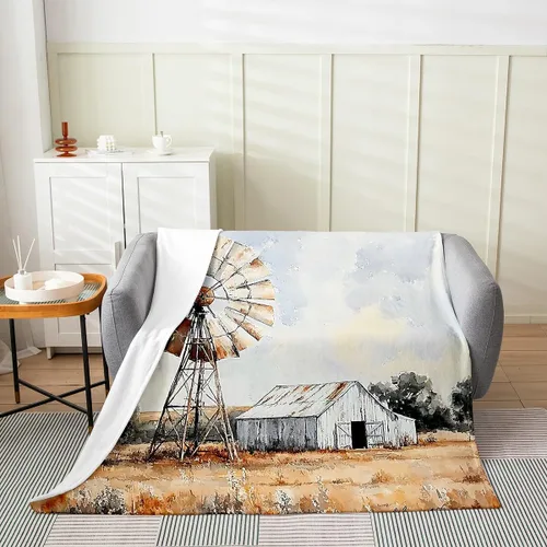 Vista 23 de Erosebridal Manta de tren vintage de 40 x 50 pulgadas, manta de franela con locomotora de tren campestre para niños, adolescentes y adultos, manta