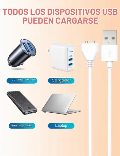 Vista 6 de Cable de carga magnético USB CC de 2.6 pies para masajeadores, juguetes recargables, cepillos de dientes eléctricos, relojes, entrenador de perros