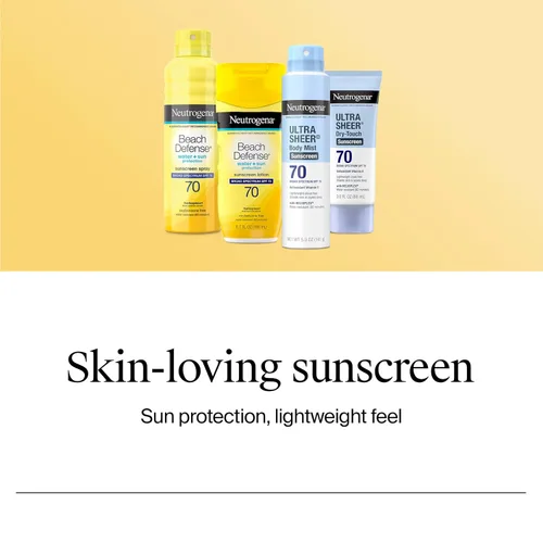 Vista 7 de Neutrogena Ultra Sheer Body Mist - Protector solar en aerosol de amplio espectro, SPF 70, protector solar en aerosol ligero, no graso y resistente