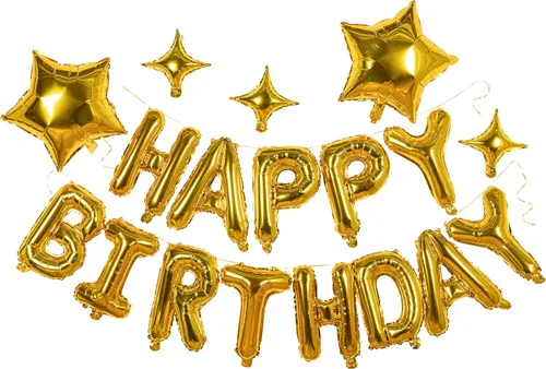Vista 14 de [Usado] HiParty 23 piezas de guirnalda de globos de cumpleaños, guirnalda de letras 3D azul de mylar de aluminio ecológico premium con 5 piezas