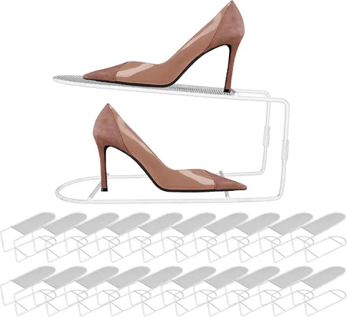 Vista 12 de CiBiZi Organizador de ranuras para zapatos, paquete de 6 organizadores de zapatos de metal, apilables, con doble capa, para un par de zapatos