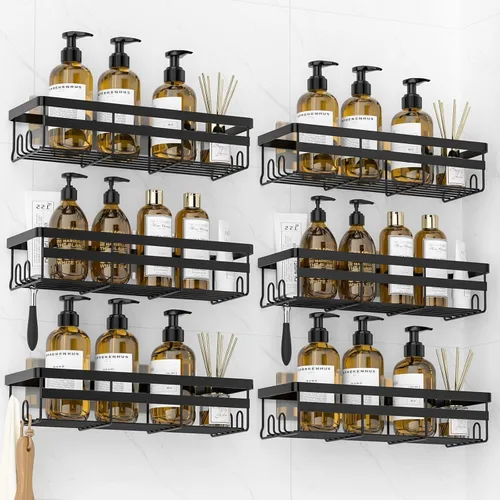 Vista 11 de WOWBOX Paquete de 2 organizadores de ducha – Estante de ducha colgante adhesivo – Organizadores y almacenamiento de baño y cocina, estantes de ducha