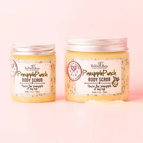 Vista 4 de Bella & Bear Exfoliante corporal de piña, tamaño de viaje vegano (3.4 onzas)